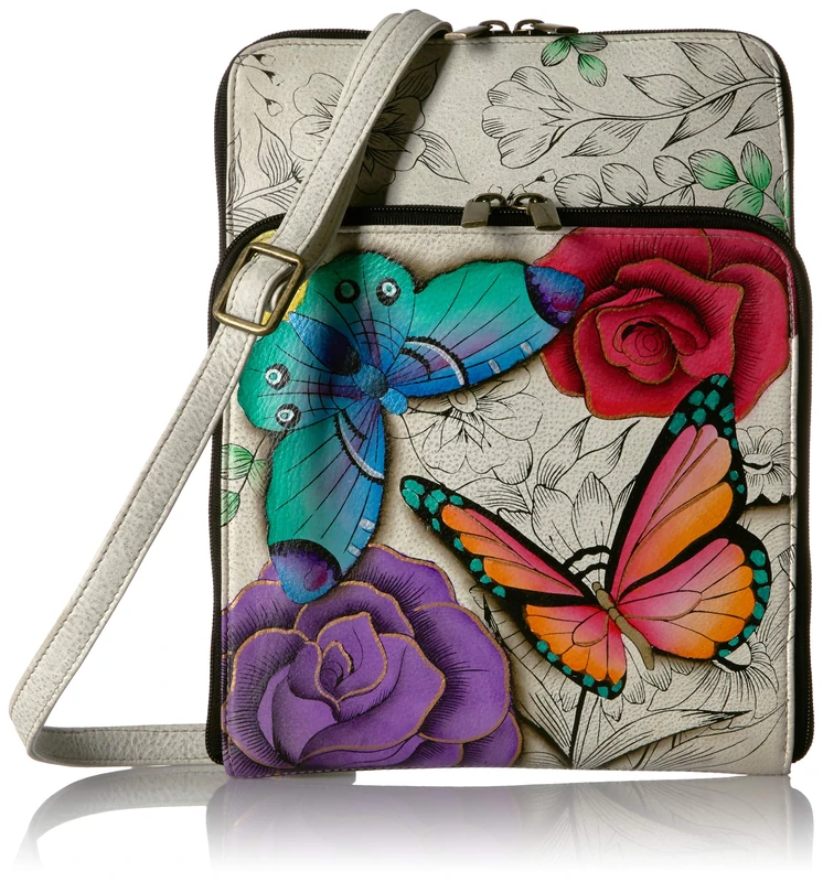 Anna by Anuschka Women's Hand Painted Leather Round Zippered Organiser Cross Body, Floral Paradise, One Size - Image 1