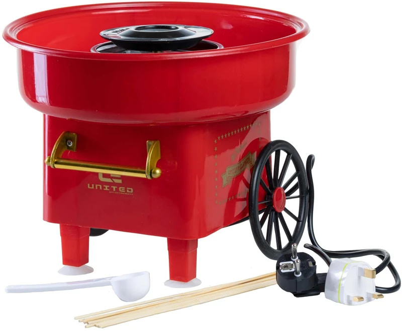 United Entertainment Cotton Candy Maker/Candy Floss Machine/Candy Floss Machine â€“ Plastic â€“ Red â€“ Diameter 30 x 25 cm - Image 1