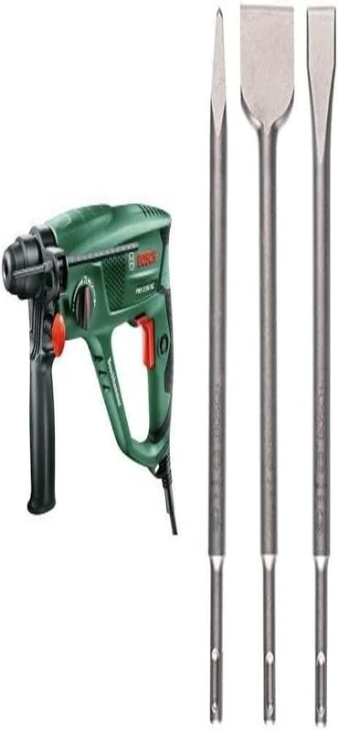 Bosch PBH 2100 RE Rotary Hammer Drill with Three Piece SDS Plus Drill Bit Set