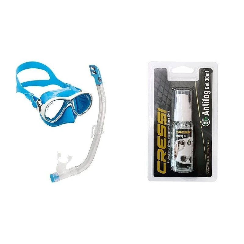 Cressi Kids' Premium Snorkeling Blue/White with Anti Fog Gel for Diving Masks/Swim Goggles