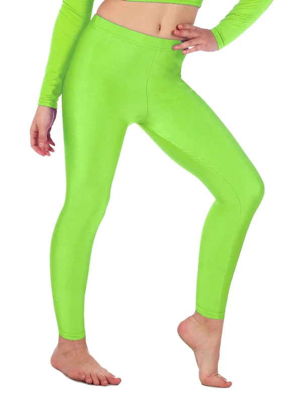 Re Tech UK Girls Footless Stretchy Dance & Gymnastics Leggings - Neon