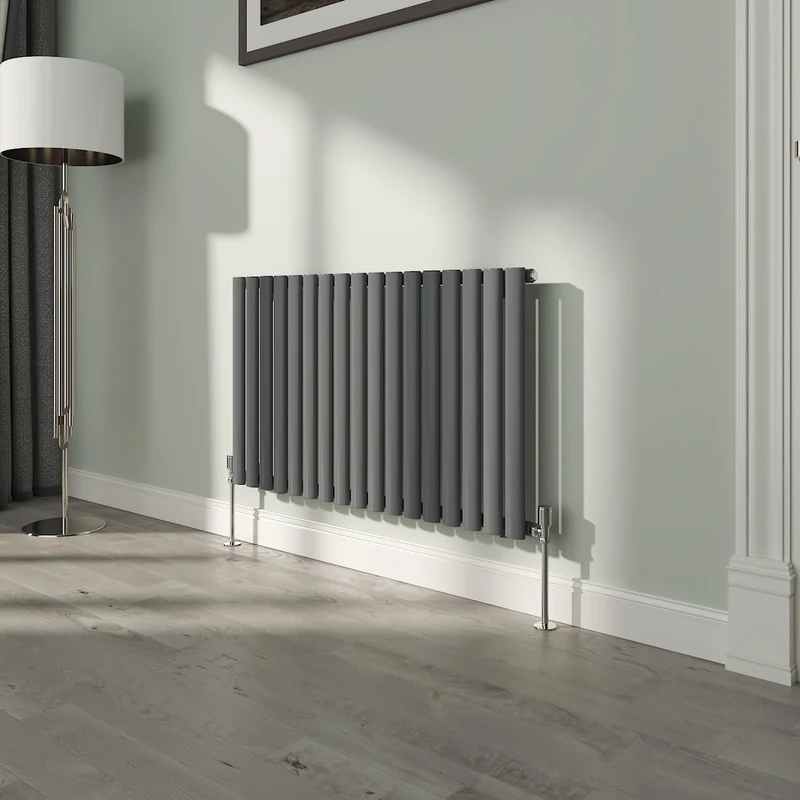NRG 600x1003mm Oval Column Designer Radiator Single Panel Anthracite Bathroom Central Heating