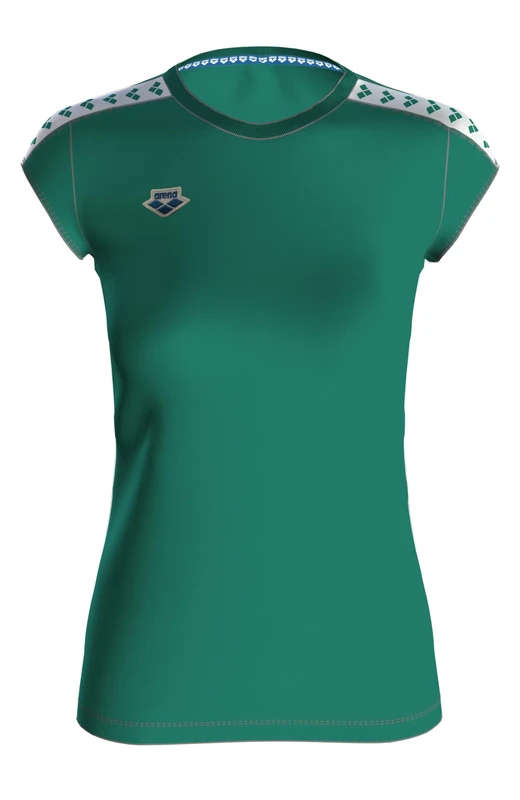 ARENA Women's Team T-Shirt, Evergreen-White-Evergreen, Small