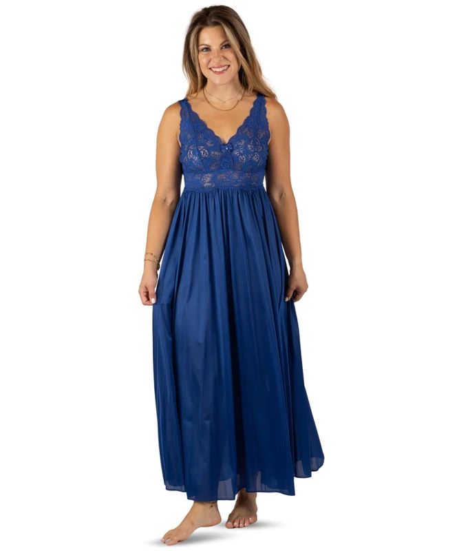 Shadowline Women's Sleepwear Nightgown, Navy, Large