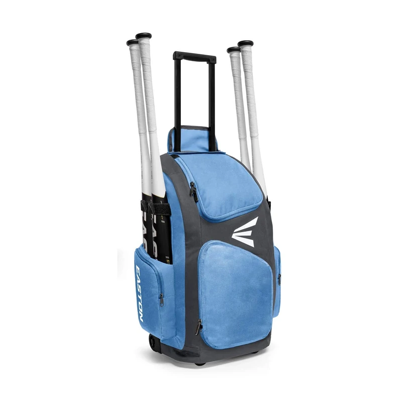 Easton Travelers Stand-Up Wheeled Baseball Bag, Caolina Blue