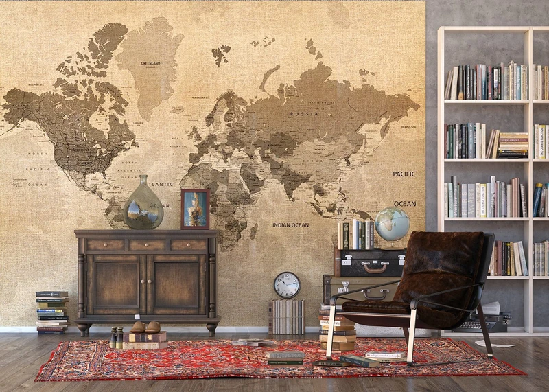 AG Design Map Giant Wall Poster, Non Woven, Multi-Colour, 360 x 270 cm