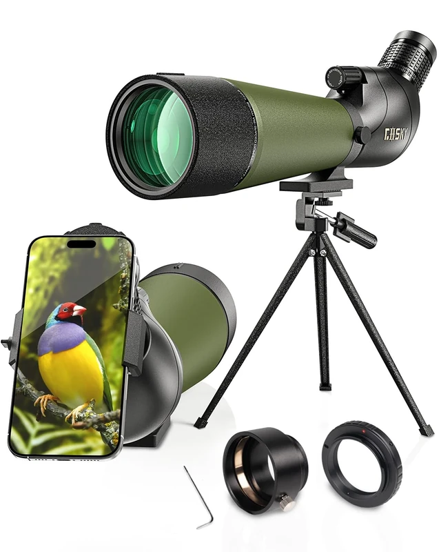 Gosky Updated Newest Spotting Scope - BAK4 Angled Scope for Target Shooting Hunting Bird Watching Wildlife Scenery（Camere adapter compatible with Nikon）