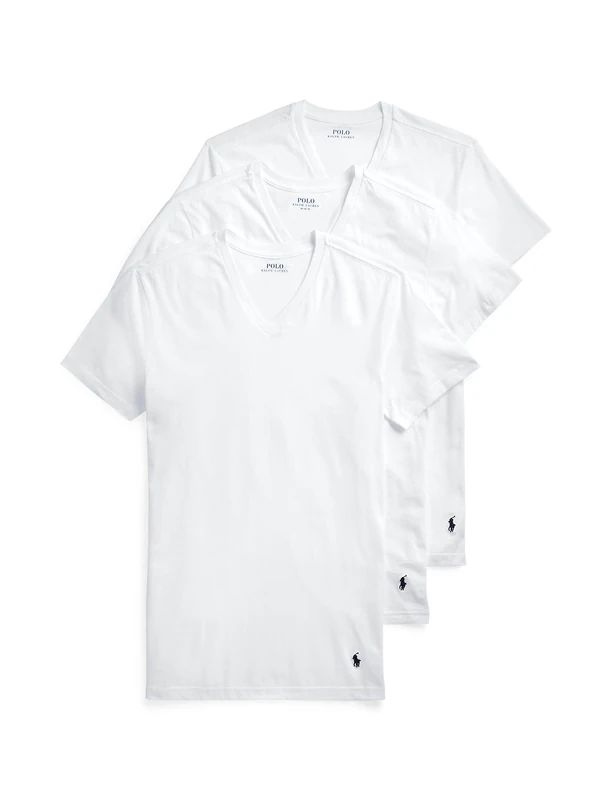 POLO RALPH LAUREN Slim Fit Cotton T-Shirt 3-Pack, L, White - Image 1