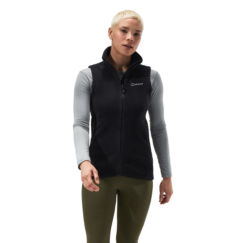 Berghaus Women's Prism Polartec Interactive Gilet Fleece Vest | Added Warmth | Flattering Style | Durable, Black/Black, 10
