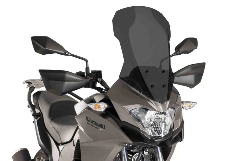 Puig 9710F High and aerodynamic Touring windscreen in 4 mm CN acrylic with rounded profile, flat upper area and deflectors that improve protection, Dark Smoke