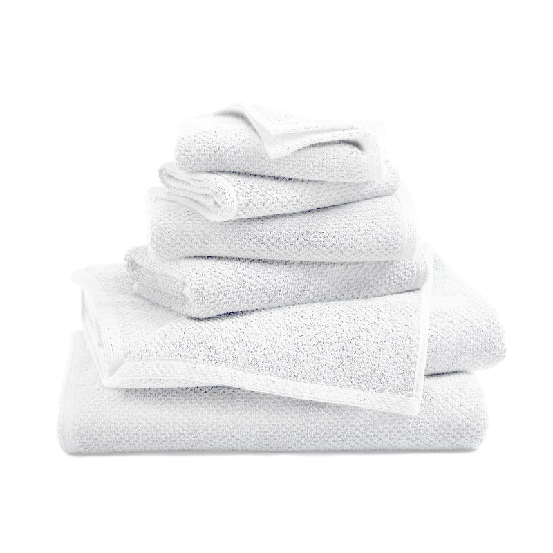 100% Cotton Bath Towels, Luxury 6 Piece Set - 2 Bath Towels, 2 Hand Towels and 2 Washcloths. Quick-Dry, Absorbent Textured Popcorn Weave Towels. Acacia Collection (6 Piece Set, Optic White)