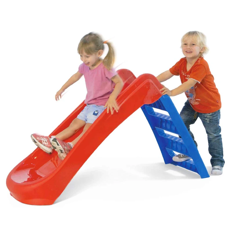 Sport1 Children's Slide 3 Steps Foldable Space-Saving Garden Slide for Children 1-4 Years Super Durable Plastic Slide for Children 130 x 47 x 72 cm Red/Blue Max 30 kg
