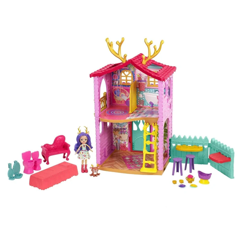 Mattel Enchantimals House Deer with Danessa Deer Doll with Toy House, Pet and Accessories GYJ18, multicoloured, One Size, Suitcase Corridor - Image 1