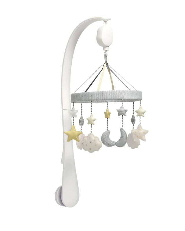 Mamas & Papas Welcome To The World Musical Cot/Cotbed Mobile, Soothing Lullaby Music, Cloud and Star Design, White