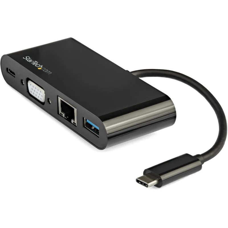 StarTech.com USB C Multiport Adapter - Mini USB-C Dock w/ Single Monitor VGA 1080p Video - 60W Power Delivery Passthrough - USB 3.1 Gen 1 Type-A 5Gbps, Gigabit Ethernet - Docking Station (DKT30CVAGPD)