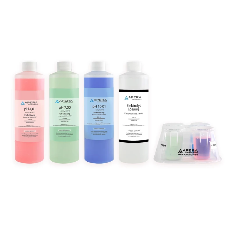 Apera Instruments PH Calibration Solution pH4.01/7.00/10.01 and 3M KCl each 250 ml,AI1104