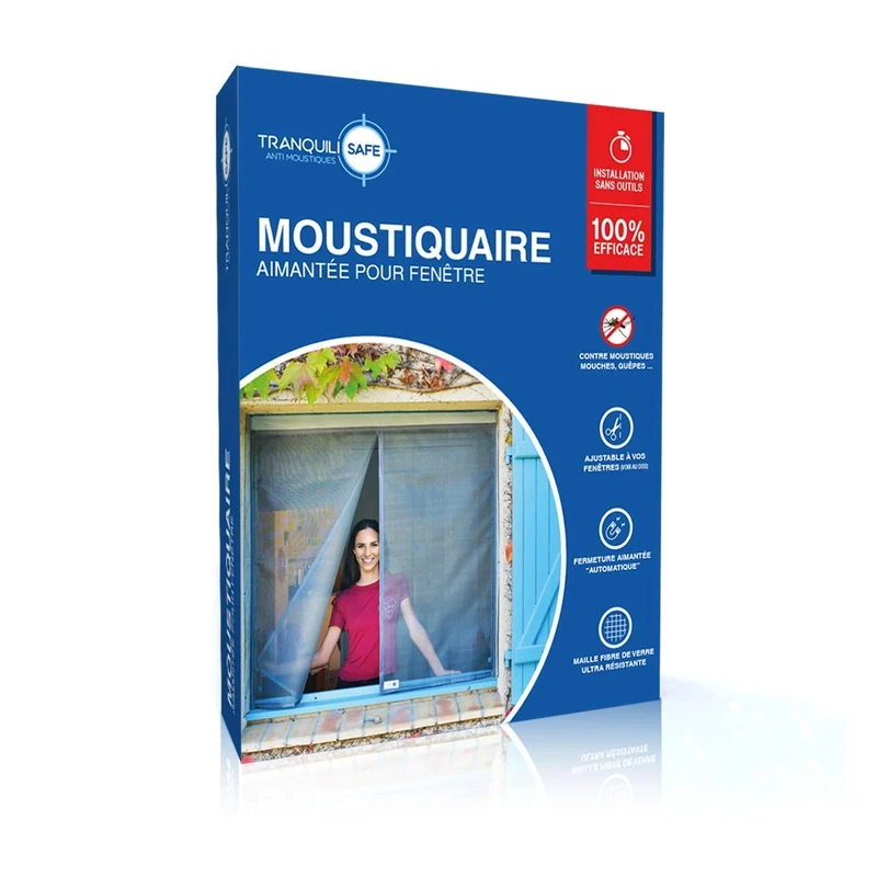 Tranquilisafe® Adjustable Magnetic Fly Screen Anti Mosquitoes and Anti Fly Screen for Windows (Width: 80/96 cm - Height: 100/108 cm) – Automatic – Mosquito Net