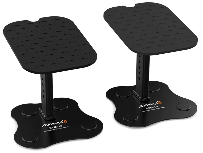 Audibax Neo STM-10 – Speaker Desk Stand – Studio Monitor Stand – Height Adjustable from 23.5 to 29 cm – Adjustable Angle up to 10 ° – Universal Compatibility with HiFi Speakers