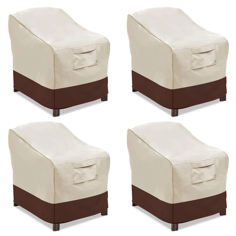 vailge Patio Chair Covers, Heavy Duty Waterproof Deep Seat Covers for Outdoor, Lawn, Patio, Set of 4, Large, Beige and Brown
