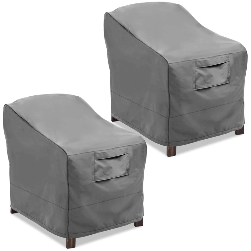 vailge Patio Chair Covers, Heavy Duty Waterproof Deep Seat Covers for Outdoor, Lawn, Patio, Pack of 2, Large, Grey - Image 1