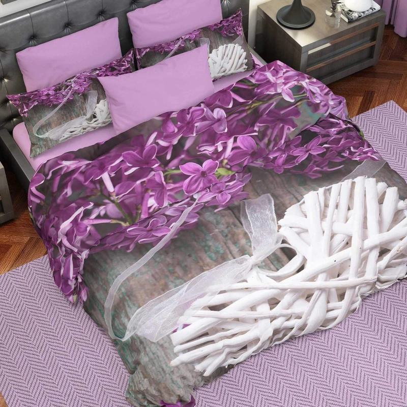 PETTI Artigiani Italiani Duvet Cover, Bedding Set, Satin, 100% Made in Italy, Shabby Lilac, Double (200x200 cm)