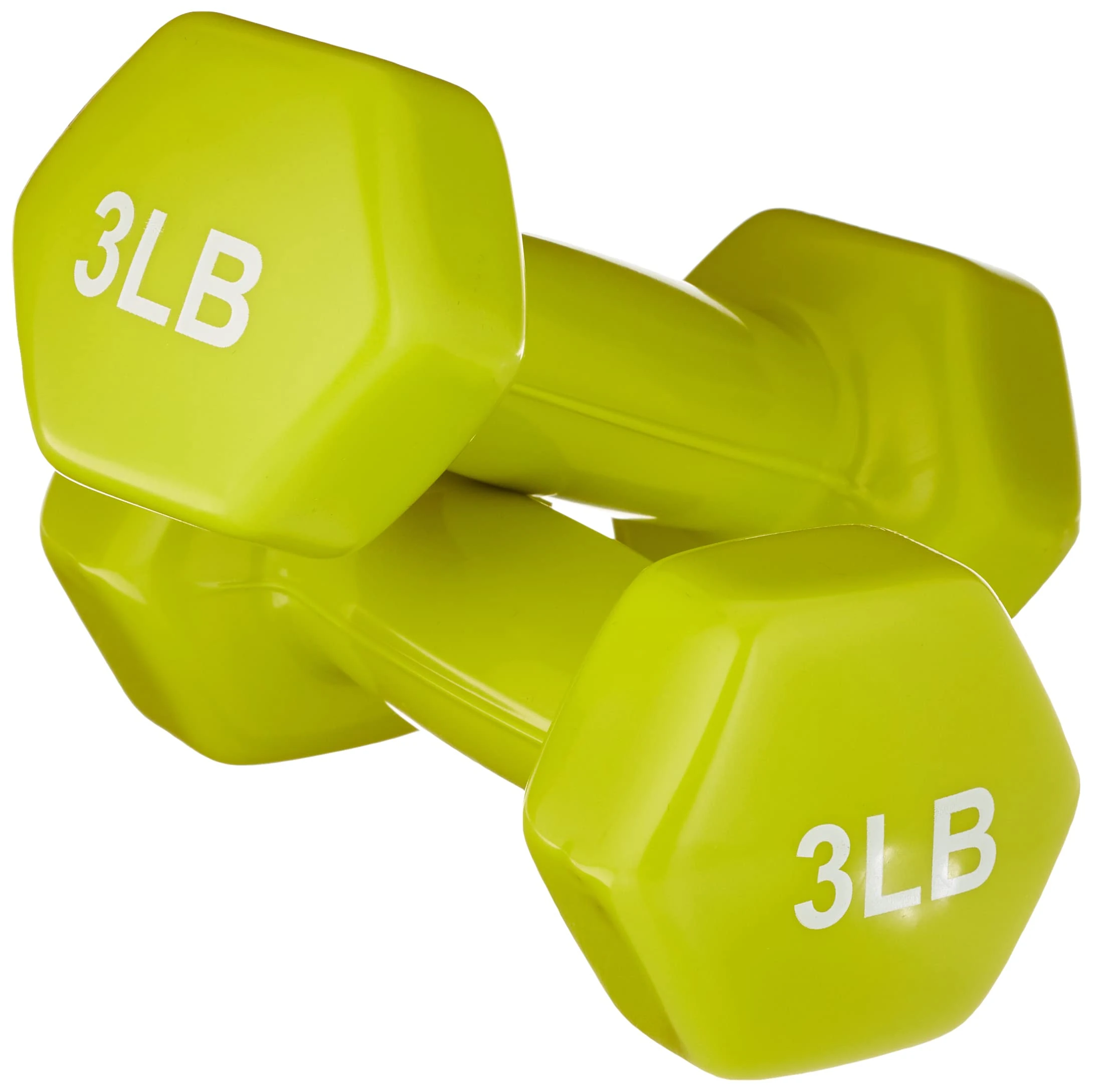 Amazon Basics Vinyl Dumbbells, Set of 2, 3 Pounds, Citron