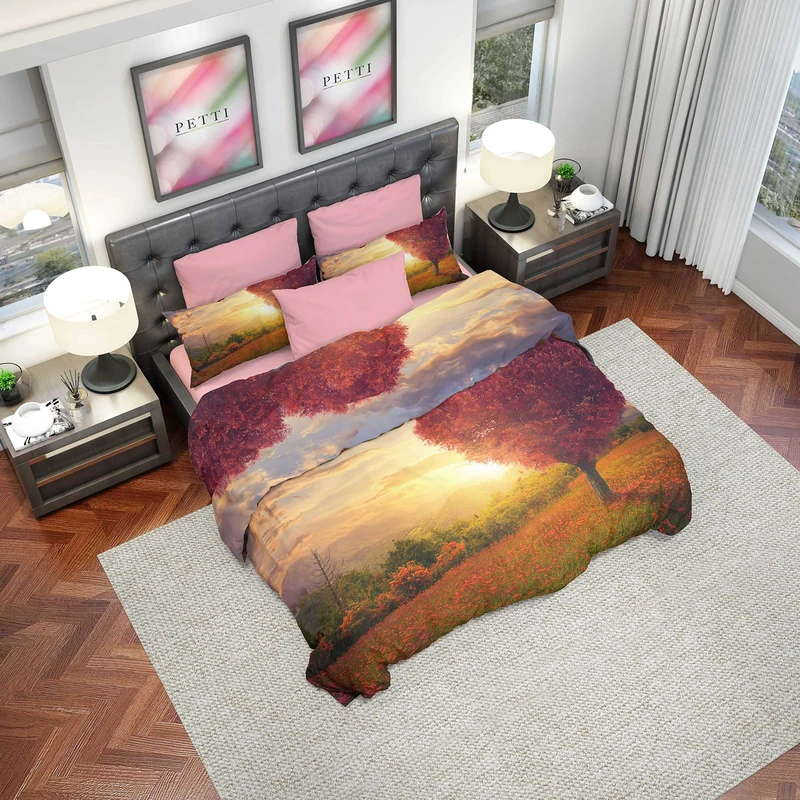 Copripiumino Digitale Tutto Stampato Microfibra Duvet Set, Quilt Covers, Bedding Sets, Satin Fabric, Flower Tree King