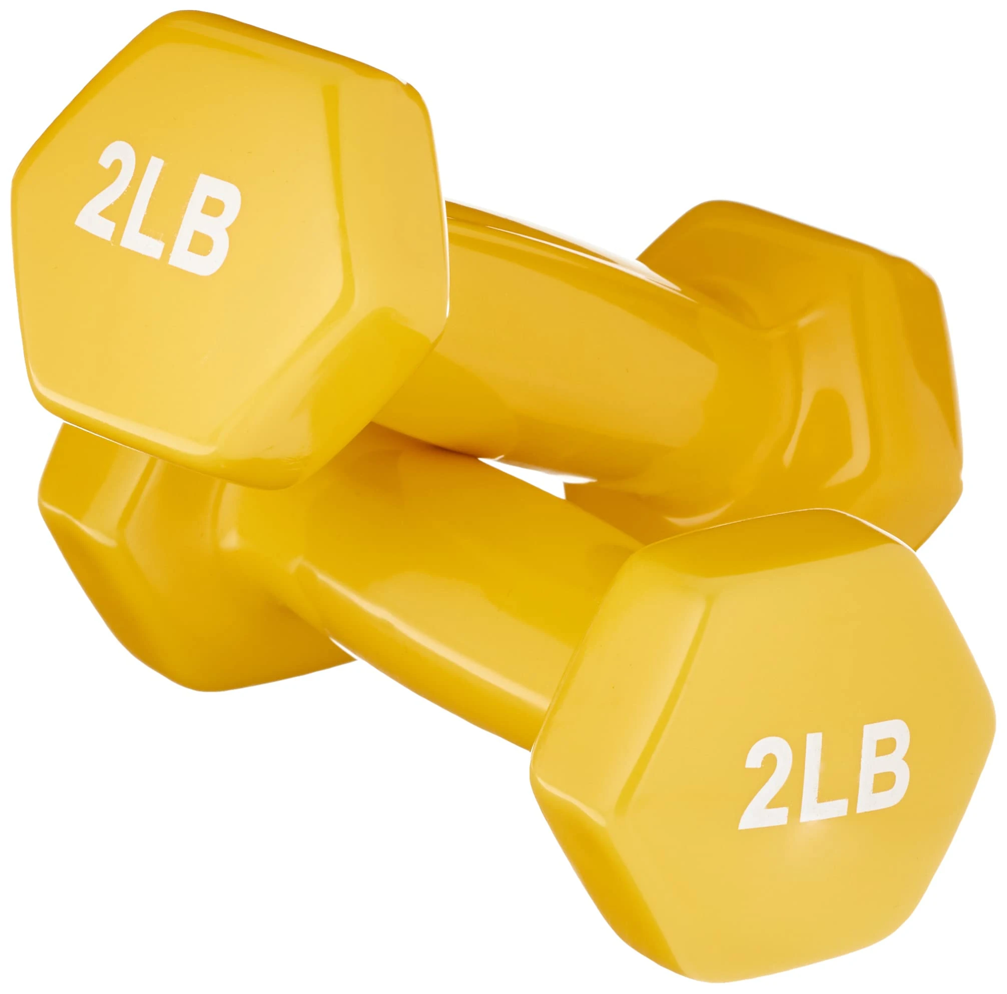 Amazon Basics Vinyl 2 Pound (0,9 kg) Dumbbells - Set of 2, Yellow