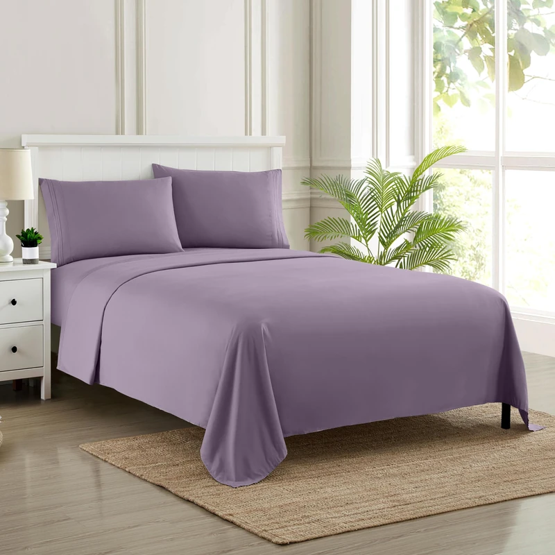 Queen Size Bed Sheets - Breathable Luxury Sheets with Full Elastic & Secure Corner Straps Built In - 1800 Supreme Collection Extra Soft Deep Pocket Bedding Set, Sheet Set, Queen, Plum
