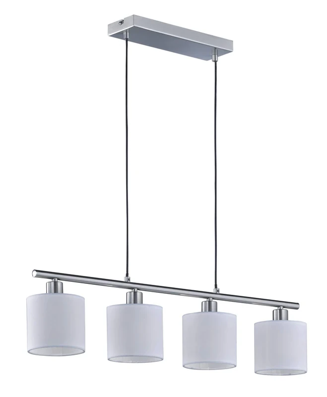 RL LIVE YOUR LIGHT Reality Leuchten Tommy R30334001 Pendant Lamp, Nickel Matte, Fabric Shade White