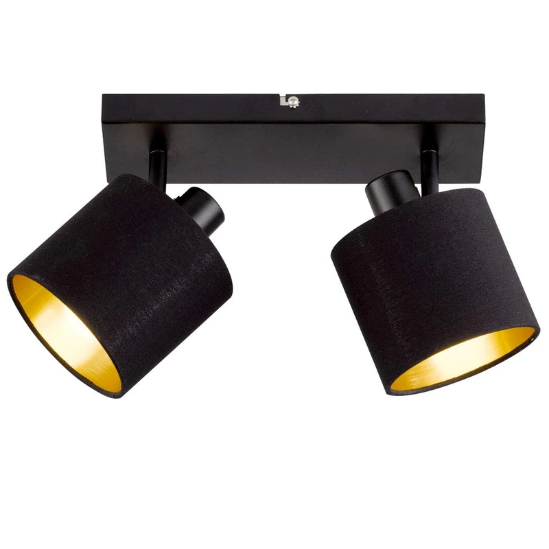 Reality Leuchten Tommy R80332079 Spotlight Bar Metal Black Matt Fabric Shade Black/Gold