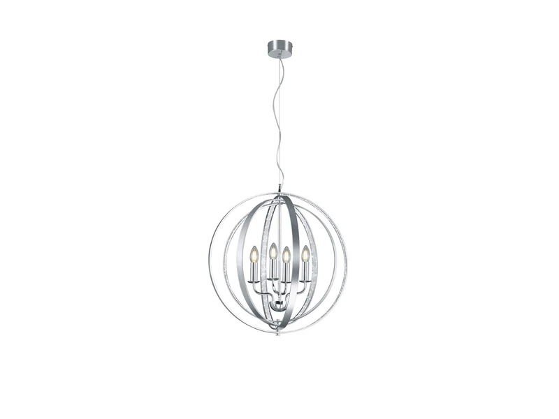 Trio Leuchten Candela 102000405 Chandelier, Metal, Brushed Aluminium
