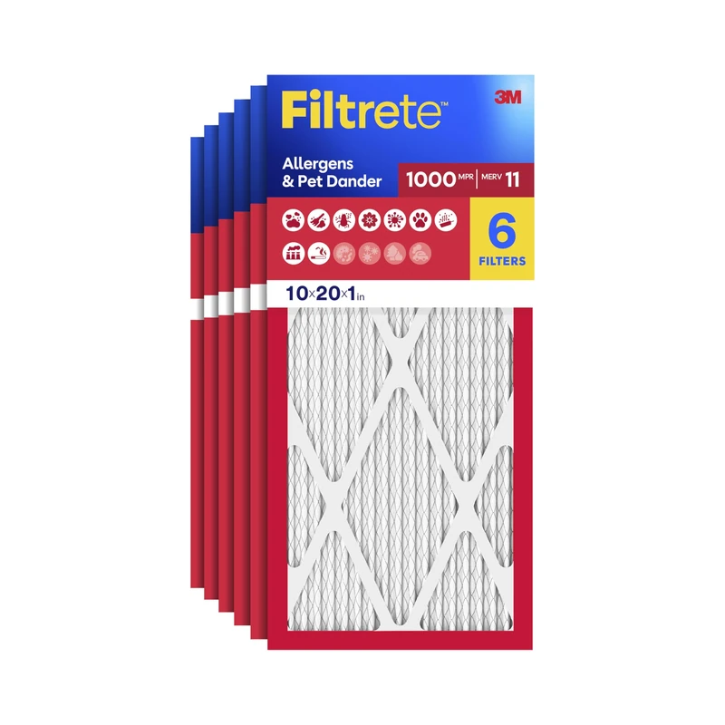Filtrete 10x20x1 Air Filter MPR 1000 MERV 11, Allergen Defense, 6-Pack (exact dimensions 9.81x19.81x0.81)