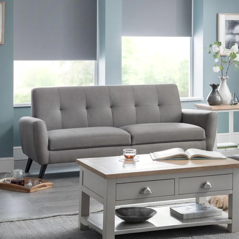 Julian Bowen Grey Fabric Monza 3 Seater Sofa - Comfortable and Stylish Seating for Living Rooms