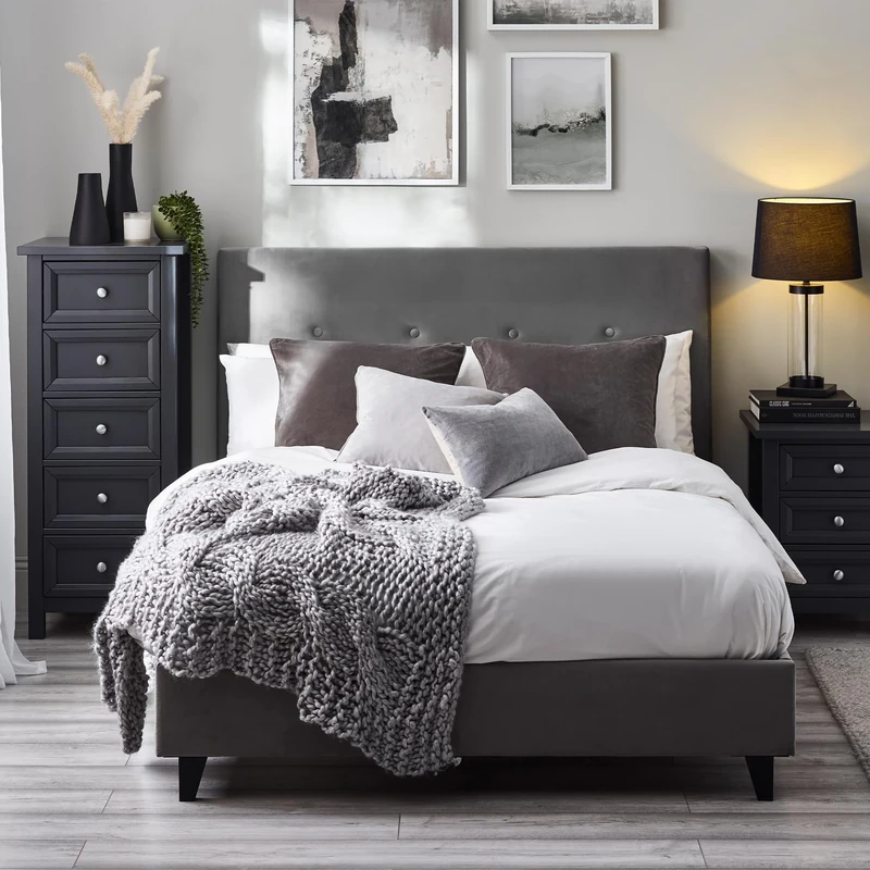 Julian Bowen Shoreditch High Headboard Bed, Grey, King Size
