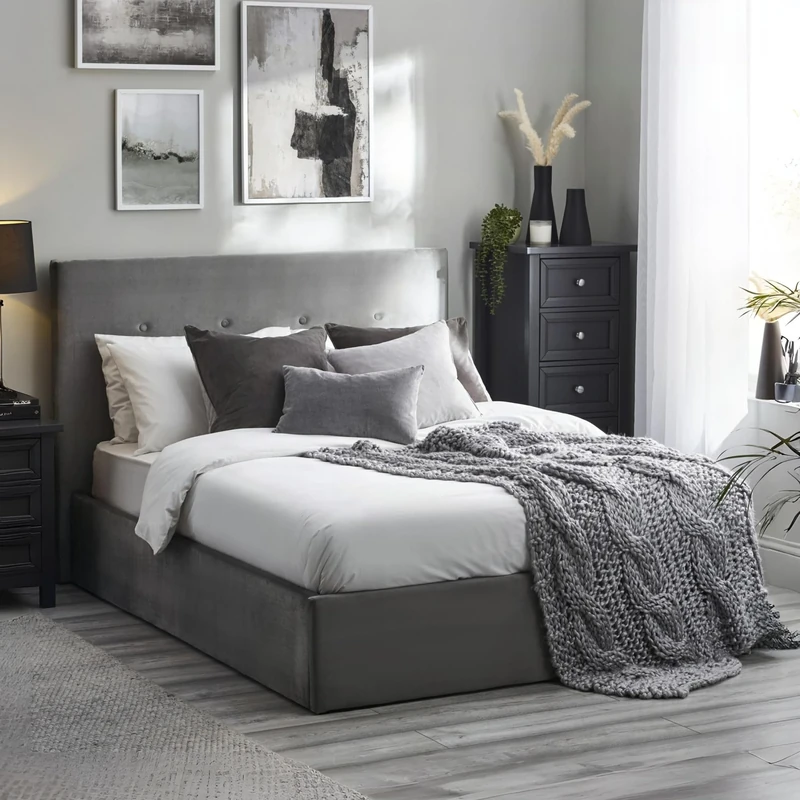 Julian Bowen Shoreditch Lift-up Storage Bed, Grey, Double