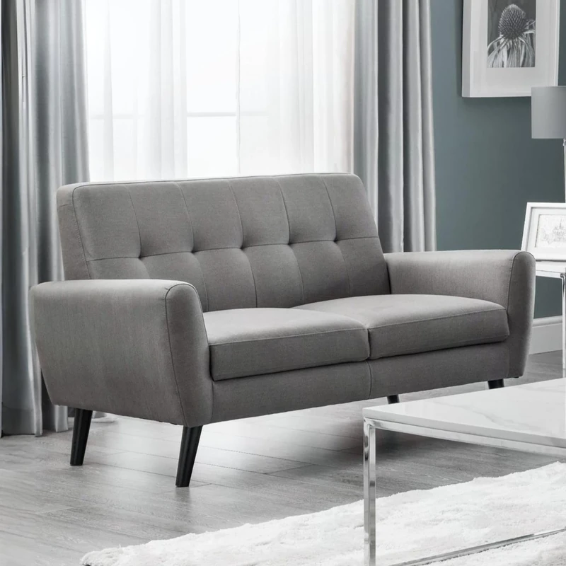 Julian Bowen Grey Fabric Monza 2 Seater Sofa