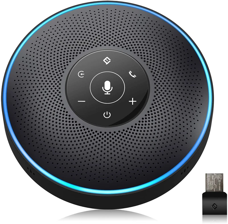 EMEET M2 Bluetooth Conference Speaker, USB Handsfree Kit for 5-10 People, Speaker with 4 AI Microphones, 360° Voice Recognition, Conference Microphone with Dongle for Skype, Zoom etc.