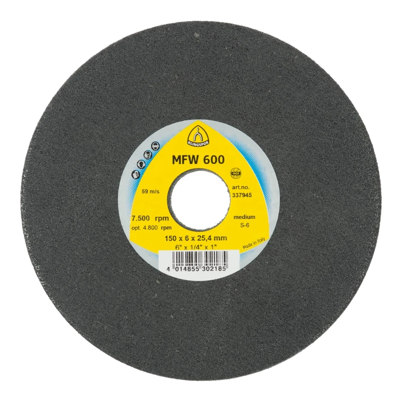 Klingspor 337945 Synthetic Fibre Disc, Medium, 150 mm x 6 mm x 25.4 mm, Set of 5