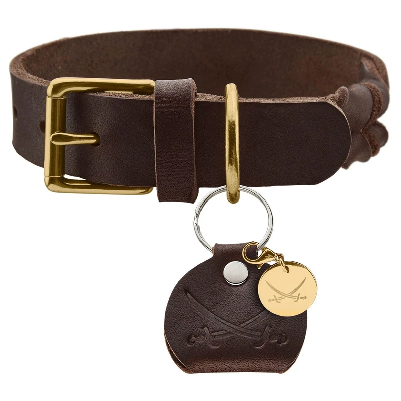HUNTER Sansibar Solid Dog Collar Leather Heavy Duty Grippy Braided 45 (S-M) Dark Brown - Image 1