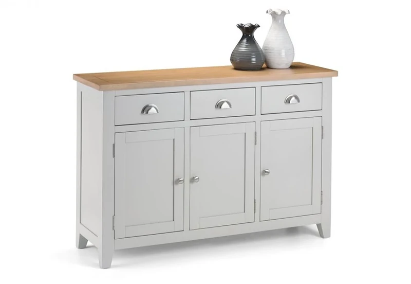 Julian Bowen RIC208 Richmond Sideboard Fully Assembled, 86 x 128 x 40cm, Grey & Oak