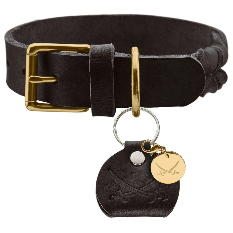 HUNTER Sansibar Solid Dog Collar Leather Heavy Duty Grippy Braided 45 (S-M) Black - Image 1