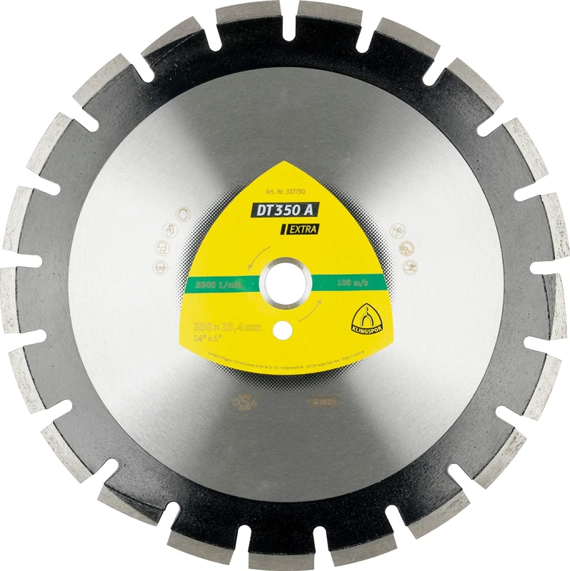 Klingspor 337729 Diamond Cutting Disc Set Large for Asphalt, Sandstone, DT 350 A, 300 mm x 25.4 mm, 6400 rpm, 2.8 mm Segments