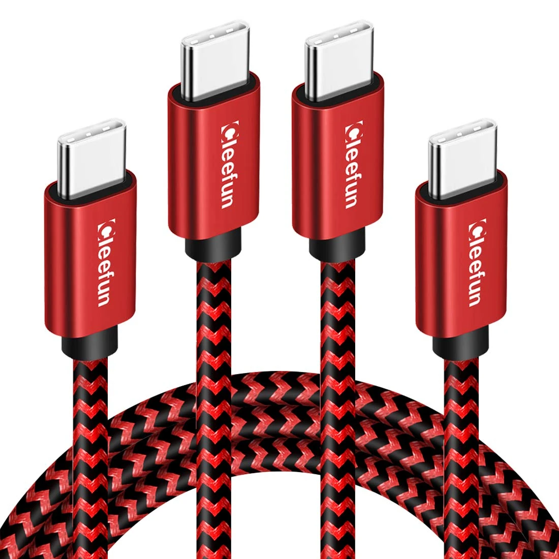 CLEEFUN USB C to USB C Cable 2-Pack [6ft], Nylon Braided Fast Charge Type-C Charger for Galaxy S21 S20 S10 Note 20 ultra plus