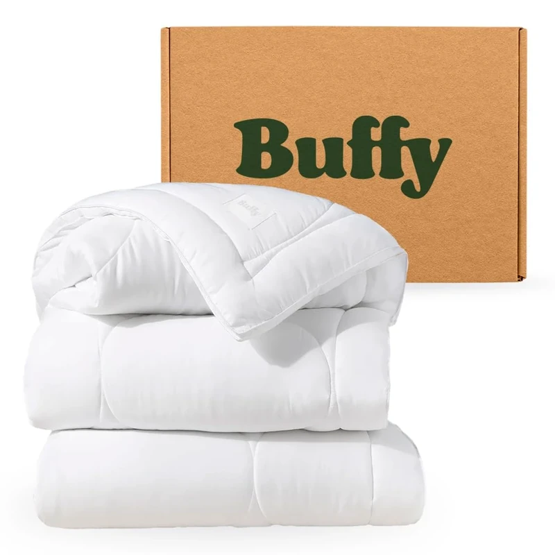 Buffy Cloud Comforter - Lyocell Fabric, Down-Alternative Fill, Extra Fluffy Quilted Duvet Insert with Corner Tabs (King/Calking)