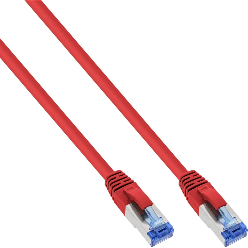 InLine® Patch Cable S/FTP (PiMf), Cat.6A, 500MHz, Halogen-Free, Copper, Red, 15 m