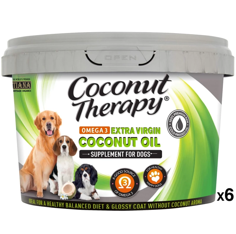 TIANA Coconut Therapy, Coconut Oil for dogs, Omega-3 Supplements for dogs, 500ml (Pack of 6)