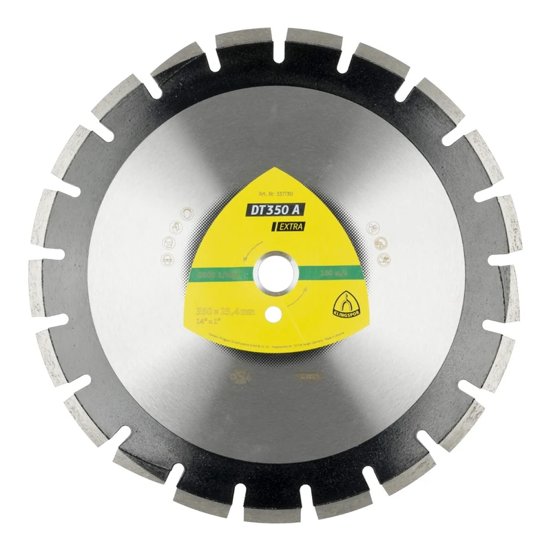 Klingspor 337732 Diamond Cutting Disc Set Large for Asphalt, Sandstone, DT 350 A, 350 mm x 20 mm, 5500 Rpm, 3.2 mm Segments