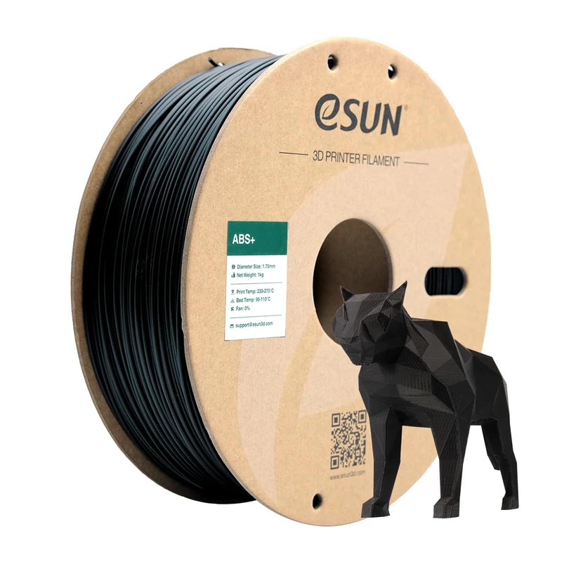 eSUN ABS+ Filament 1.75mm, Low Warping 3D Printer Filament ABS Plus, Dimensional Accuracy +/- 0.05mm, 1KG Spool (2.2 LBS) 3D Printing Filament for 3D Printers, Black