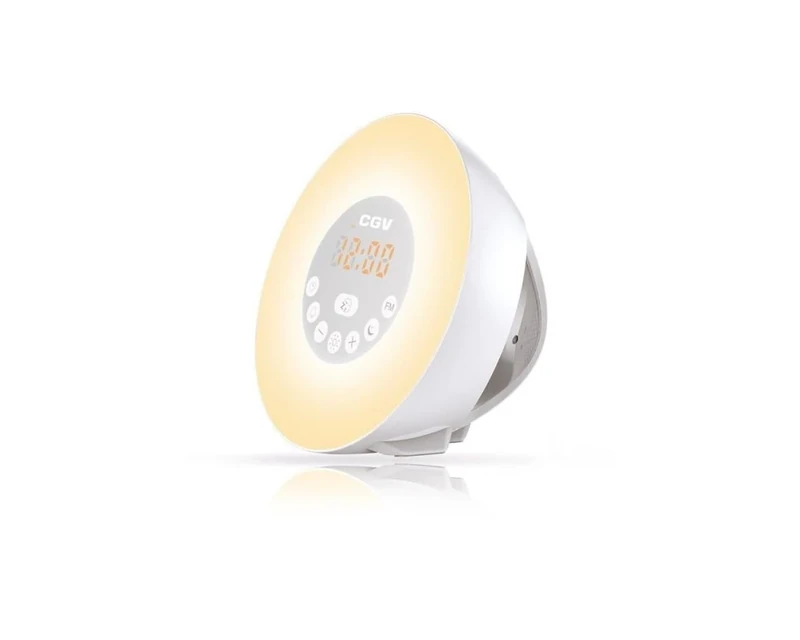 CGV Aruna Alarm Clock Radio with Dawn and Twilight Simulator, 6 Different Mood Lights - Image 1